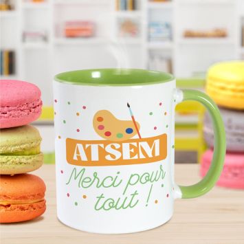 Mug vert "ATSEM, merci pour tout !" - Collection Merci pour cette année