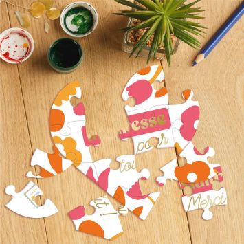 Carte Puzzle à message avec enveloppe "Maîtresse, merci pour tout !" - Collection Merci pour cette année