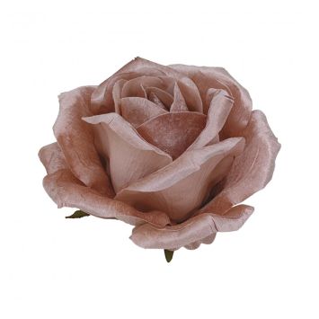 Tête de rose en velours - 28 x 18 cm - Couleur Rose Poudré