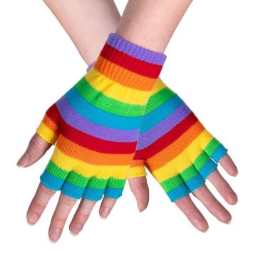 Paire de mitaines courtes arc-en-ciel