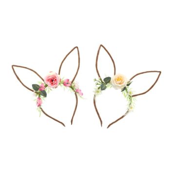 Un superbe serre-tête d'oreilles de lapin de Pâques avec des fleurs pour amuser les enfants | jourdefete.com