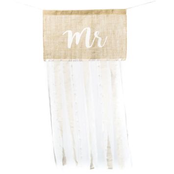 Set de 2 Fanions en toile de jute - Mr & Mme - 40 x 90 cm