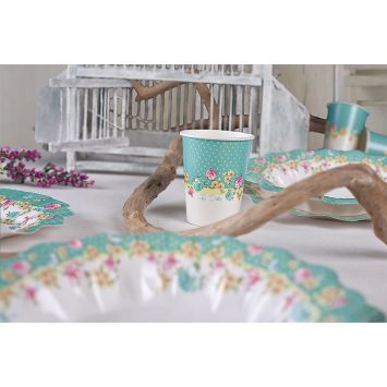 10 Gobelets en carton Shabby Chic 250 ml