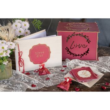 Livre d'or de 40 pages en bois - 30 x 22 cm - Collection Sienne