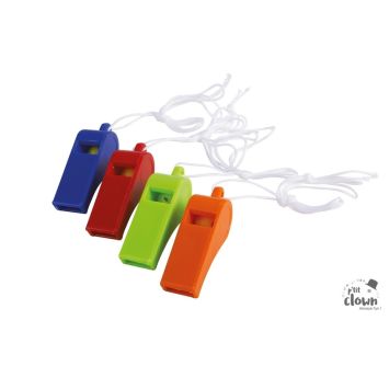 4 sifflets en plastique