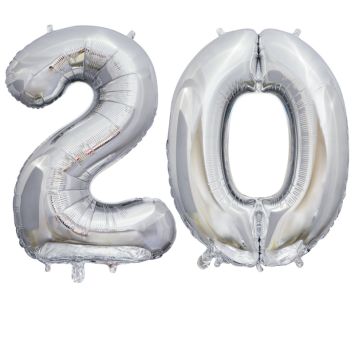 Ballon en aluminium en forme de nombre pour anniversaire - Argent - 86 cm - Âge au choix