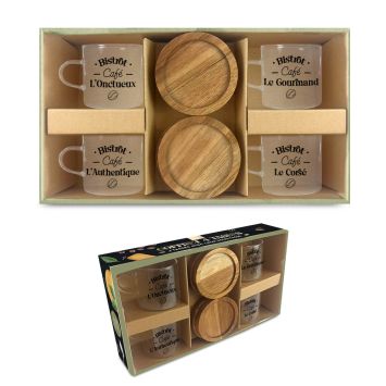 Coffret de 4 tasses à café - Collection Bistrot