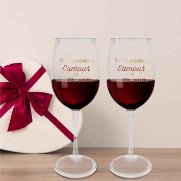 Coffret Duo de verres à vin - Saint-Valentin - Collection Chéri Chérie