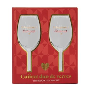 Coffret Duo de verres à vin - Saint-Valentin - Collection Chéri Chérie