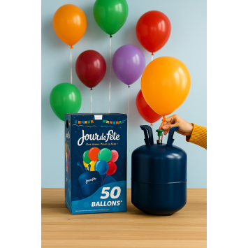 Bouteille hélium pour gonflage de 50 ballons - Jour de Fête - 0,40 m³
