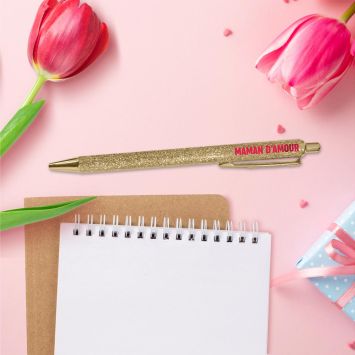 Stylo à paillettes "Maman d'Amour" - Collection Maman d'Amour