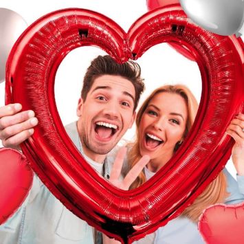 Ballon cadre photobooth Cœur rouge