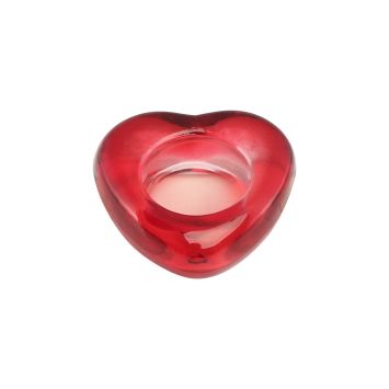 Photophore en forme de cœur rouge en verre - 8 x 8 x 2,6 cm - Saint-Valentin