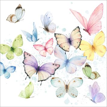 20 serviettes en papier - 33 x 33 cm - Atelier "Papillon"