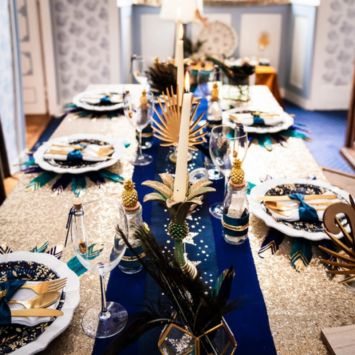Chemin de Table Velours Lavable - Bleu Marine