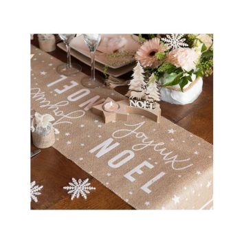 Chemin de Table " Joyeux Noël " en Toile de Jute - 3 m
