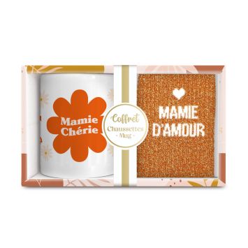 Coffret Mug "Mamie Chérie" et Chaussettes "Mamie d'Amour" - Collection Mamie d'Amour