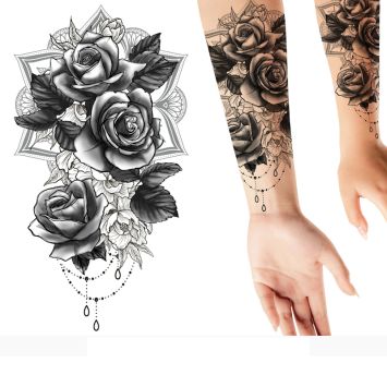 Tatouage temporaire - 14 x 30 cm - Roses