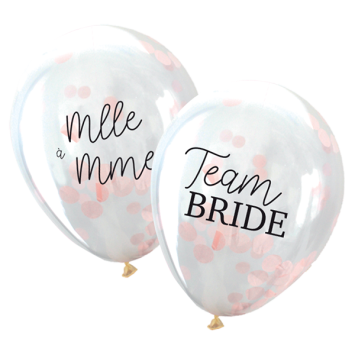 6 ballons à confettis en latex pour EVJF - Diamètre 30 cm