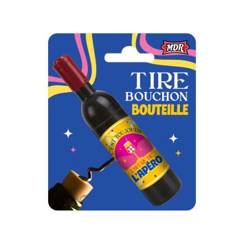 Tire-bouchon bouteille design “L’heure de l’apéro”, accessoire original pour apéritifs | jourdefete.com