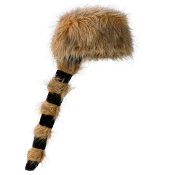 Chapeau avec queue de raton-laveur de Trappeur pour homme