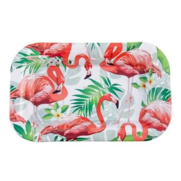 Plateau en Métal Tropical - Flamants Roses | jourdefete.com