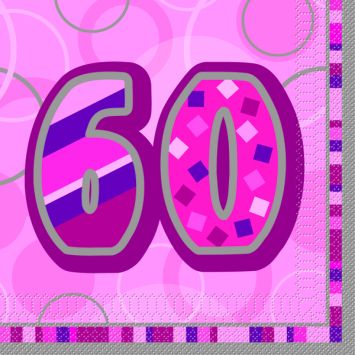 serviette en papier anniversaire 60 ans rose