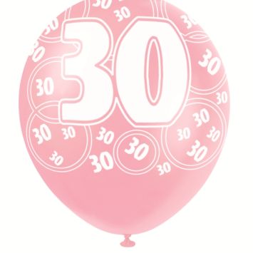 Ballons Anniversaire "Glitz" Roses - 30 ans