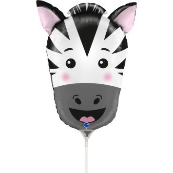 Ballon en aluminium à forme - Tête de Zèbre - 20 x 26 cm