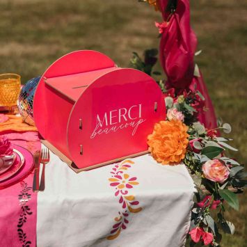 Urne ronde "Merci beaucoup" en bois - 30 x 24,5 x 21 cm