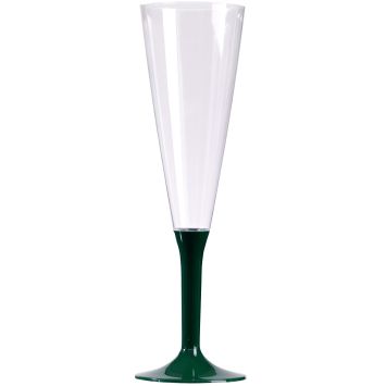 10 Flûtes à Champagne Plastique Pied Vert Sapin