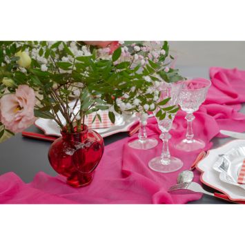 Vase en forme de cœur rouge en verre - 12 x 6 x 11,5 cm