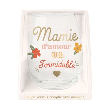Verre à eau "Mamie d'Amour, tu es formidable" - Collection Mamie Chérie