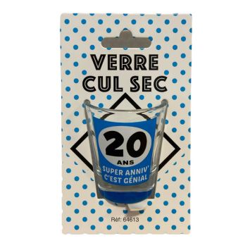 Verre shooter cul sec anniversaire bleu âge 20 ans