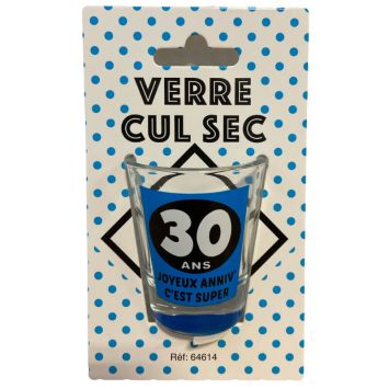 Verre shooter Cul Sec - Anniversaire Bleu - Age au Choix