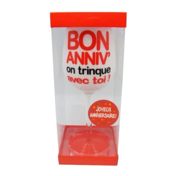 Verre à vin - Fond blanc - Bon Anniv' | jourdefete.com