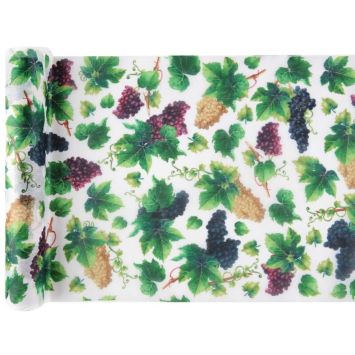 Chemin de table viticole avec grappes de raisins de 5 mètres.