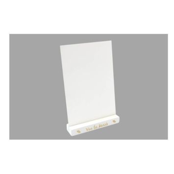 Porte-Menu Bois Blanc - Repère de table - Vive les Mariés - Or | JOURDEFETE.COM