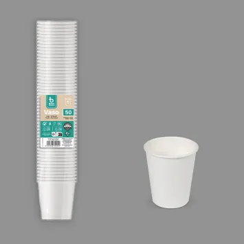 50 gobelets blancs en carton biodégradable - 80 ml