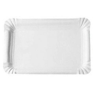 3 plateaux rectangulaires blancs en carton - 34 x 45 cm