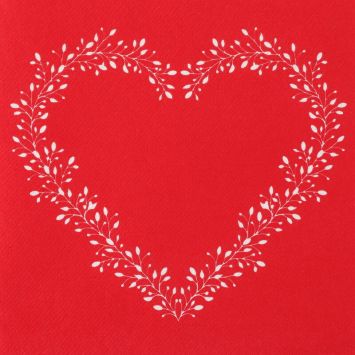 12 serviettes en papier cœur rouge | jourdefete.com