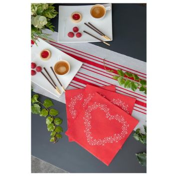 12 Serviettes en papier Cœur Rouge 