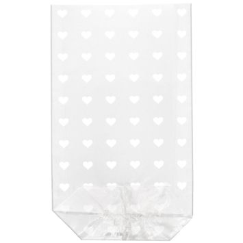 10 sachets transparents avec cœurs - 11,5 x 19 cm