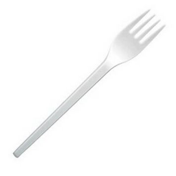 20 fourchettes blanches en plastique réutilisable