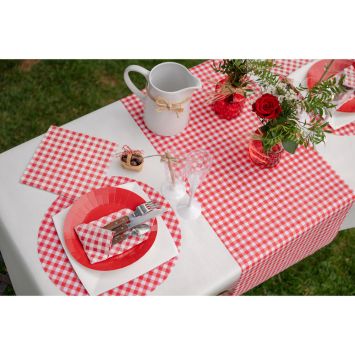 Chemin de table à motifs vichy prédécoupé en tissu - 40 cm x 4,8 m
