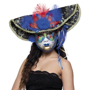 Masque Vénitien Deluxe - Pirate - Bleu et Rouge Masque Vénitien Deluxe - Pirate - Bleu et Rouge