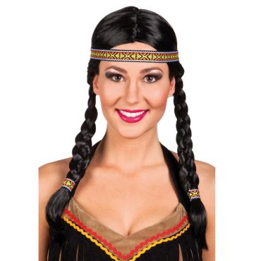 Perruque Indienne Nattes et Bandeau Perruque Indienne Nattes et Bandeau