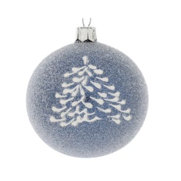 Boule de Noël effet givré bleu marine - 7cm