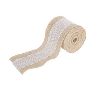 Ruban en toile de jute et dentelle 8 cm Ruban en toile de jute et dentelle 8 cm