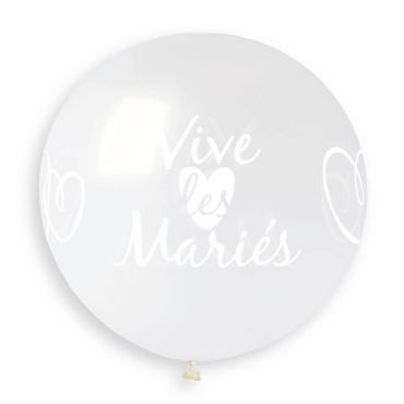 1 ballon géant transparent imprimé " vive les mariés " de 80 cm | jourdefete.com 1 ballon géant transparent imprimé " vive les mariés " de 80 cm | jourdefete.com